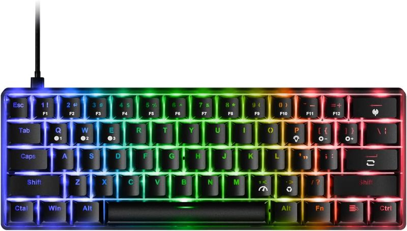 Photo 1 of Fiodio 61 Keys RGB Wired Mechanical Gaming Keyboard with Audible Click Sound Blue Switches, Compact Mini Portable Computer Keyboard for Windows Gaming PC,F-DB21
