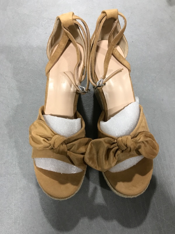 Photo 3 of [Size 9.5] Rilista Womens Wedge Platform Sandals Cute Bowknot Open Toe Espadrille High Heels Buckle Ankle Strap Summer Shoes 