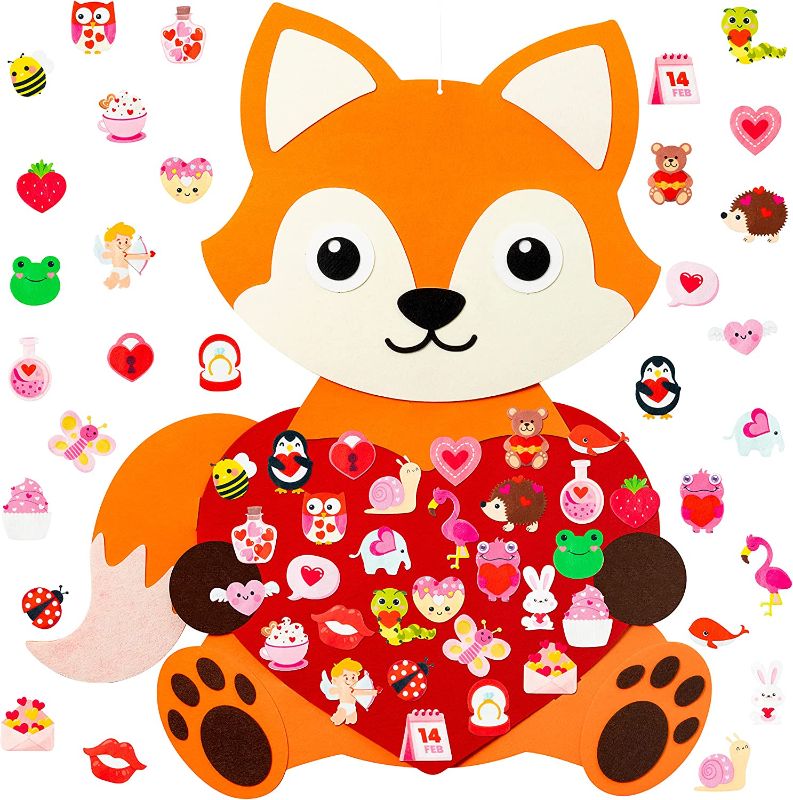 Photo 1 of Fox DIY Felt Kit 2.2FT Fox Love Heart Hanging Felt Craft with 28 Detachable Ornaments  