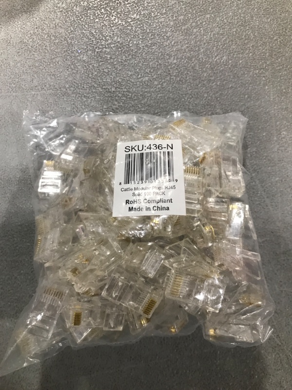 Photo 1 of Cmple - Cat5e Connectors RJ45 Modular Pugs Crimp for Solid and Standard Network Ethernet Cable 8P8C LAN - 100 Pack