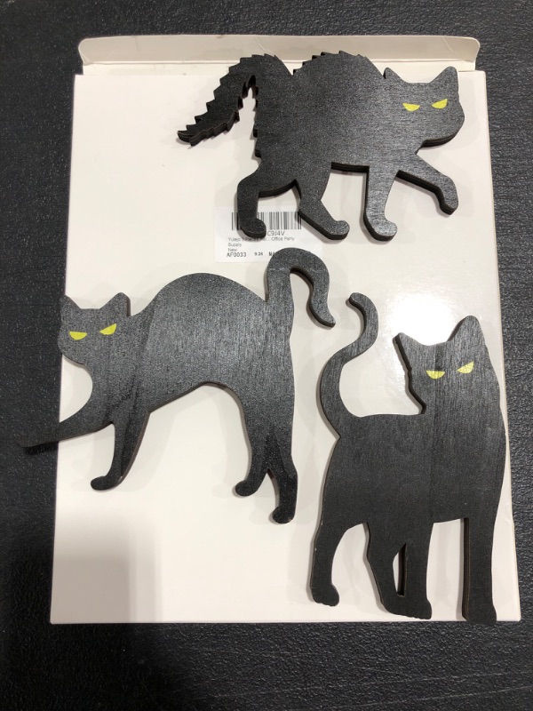 Photo 1 of 3 PIECE HALLOWEEN WOOD BLACK CAT DECORATIONS