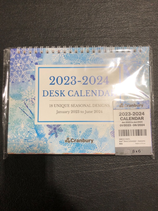 Photo 1 of CRANBURY 2023-2024 DESK CALENDAR, 18 UNIQUE SEASONAL DESIGNS. 8 x 6". 