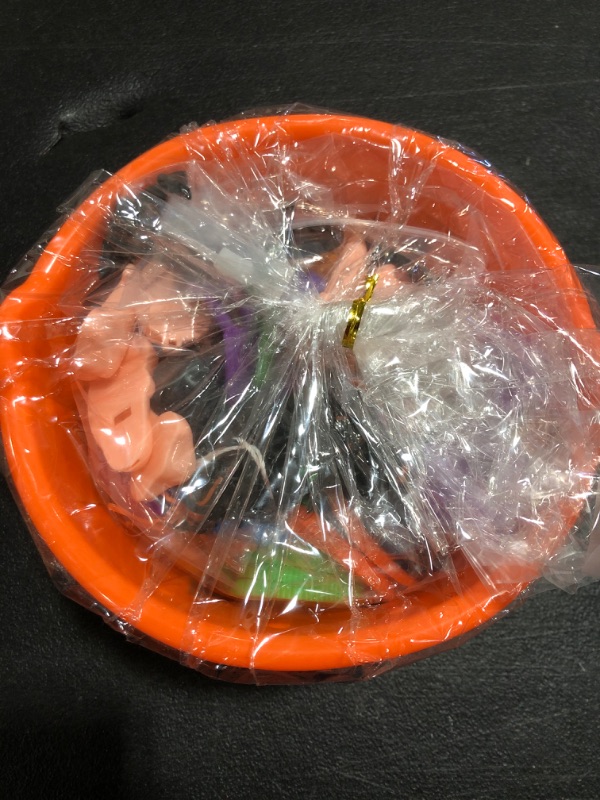 Photo 3 of 161 Pcs Halloween Trick or Treat Toys with Pumpkin Bucket, Halloween Party Favors, Halloween Party Supplies, Halloween Toys Assortment for Kids, Halloween Prizes to the Trick-or-Treaters (Halloween Style 1)