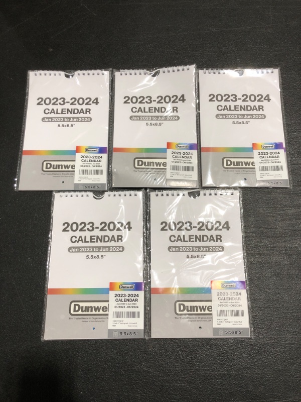 Photo 2 of LOT OF 5 Dunwell Mini Wall Calendar 2023 - (5.5x8.5, Colorful), Use to Dec 2023, Small Notepad Calendar, Little Calendar for Locker, Bulletin Board, Wall, or Desk 2023 Colorful