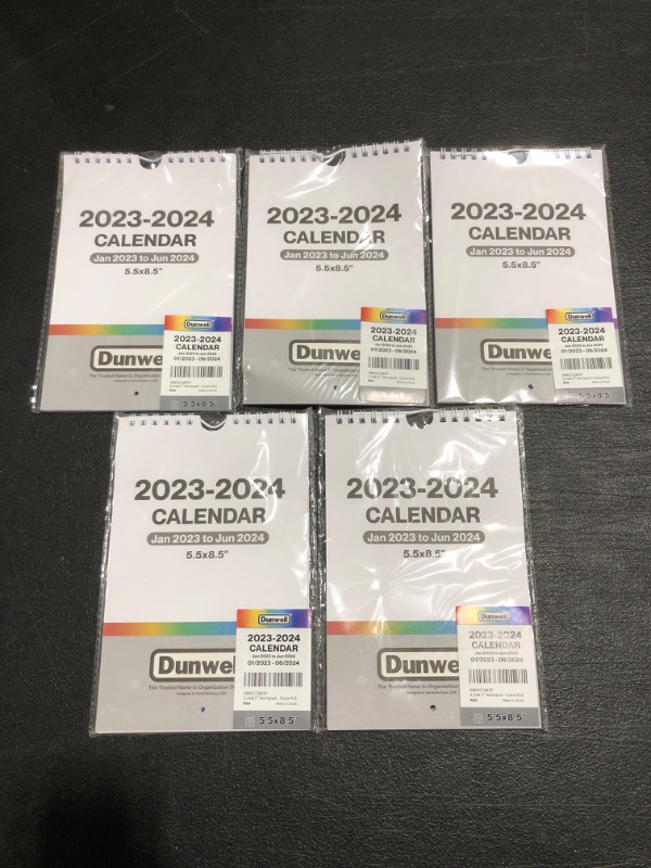 Photo 1 of LOT OF 5 Dunwell Mini Wall Calendar 2023 - (5.5x8.5, Colorful), Use to Dec 2023, Small Notepad Calendar, Little Calendar for Locker, Bulletin Board, Wall, or Desk 2023 Colorful