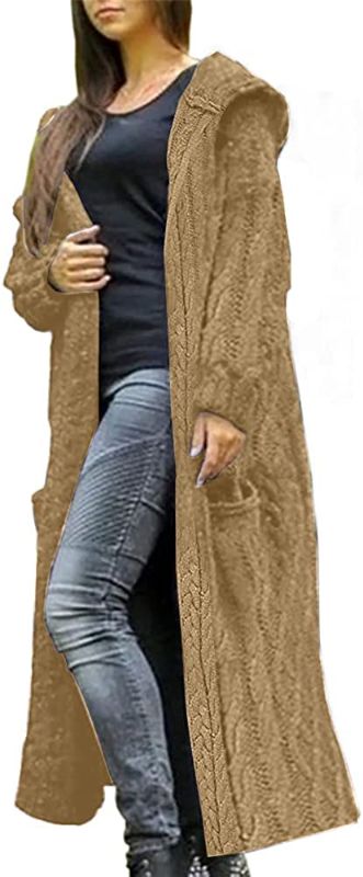Photo 1 of Zeraly Women's Hooded Long Open Front Cardigan Sweater Thick Casual Knit Coat size XL
