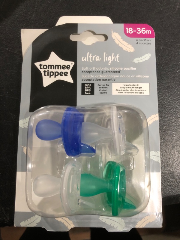 Photo 2 of Bundle of Tommee Tippee Ultra-Light Pacifier, Symmetrical One-Piece Design, BPA-Free Silicone Binkies, 6-18m, 4-Count + Ultra-Light Pacifier, One-Piece Design, BPA-Free Silicone Binkies, 0-6m, 4-Count 0-36m White + Purple + Rose + Green