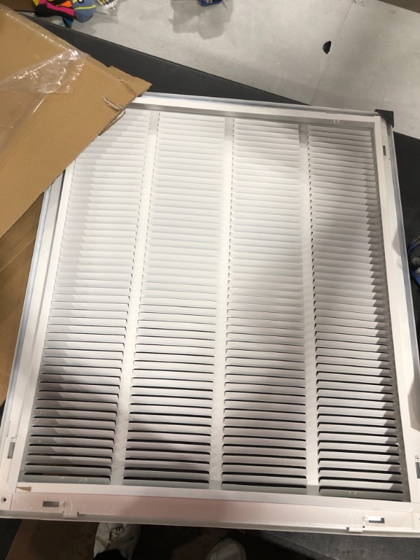 Photo 2 of 22" X 26" Steel Return Air Filter Grille for 1" Filter - Easy Plastic Tabs for Removable Face/Door - HVAC DUCT COVER - Flat Stamped Face -White [Outer Dimensions: 23.75w X 27.75h]
