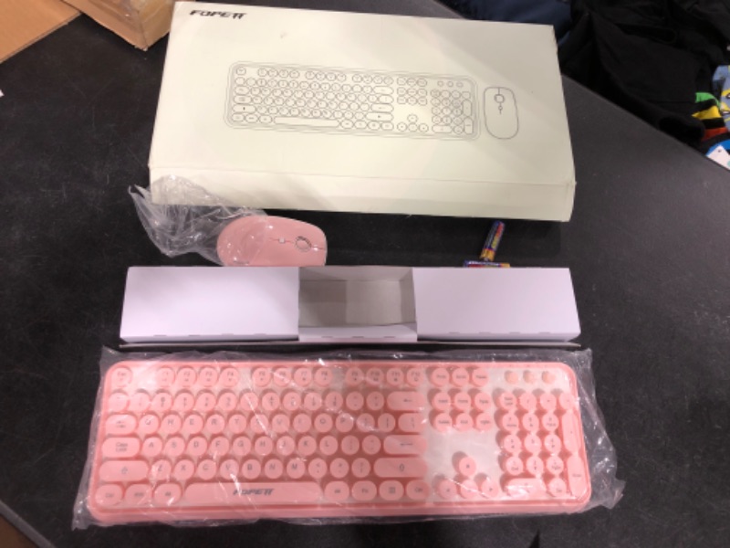 Photo 2 of SADES V2020 Wireless Keyboard and Mouse Combo,Pink Wireless Keyboard with Round Keycaps,2.4GHz Dropout-Free Connection,Long Battery Life,Cute Wireless Moues for PC/Laptop/Mac(Pink)