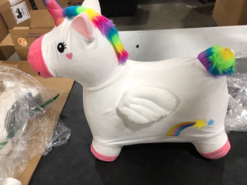 Photo 1 of iPlay, iLearn Bouncy Pals Unicorn Bouncy Horses, Toddler Girl Bouncing Animal Hopper, Inflatable Plush Hopping Toy, Outdoor Indoor Ride on Bouncer, Baby First Birthday Gift 18 Month 2 3 4 Year Old Kid