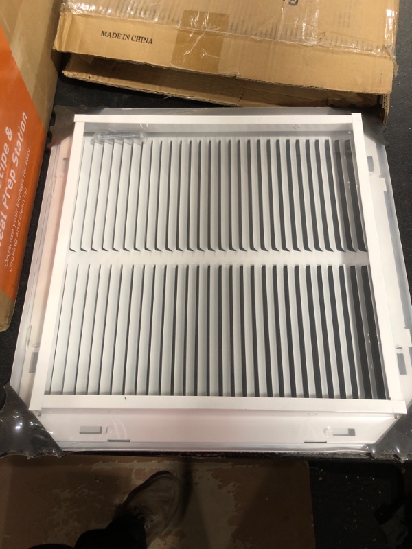 Photo 2 of 14"W x 14"H [Duct Opening Measurements] Steel Return Air Grille | Vent Cover Grill for Sidewall and Ceiling, White | Outer Dimensions: 15.75"W X 15.75"H for 14x14 Duct Opening Duct Opening Size: 14"x14"