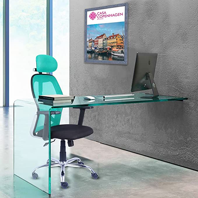 Photo 1 of Casa Copenhagen Executive Chair with Adjustable Lumbar Support, High-Back Mesh Computer Chair - Headrest, Soft Sponge Cushion & Tilt Function, Swivel Desk Task Chair for Work or Home - Teal

