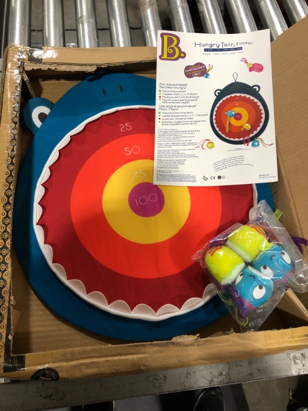 Photo 1 of B. toys – Hungry Toss Shark Toys - Kids Dart Board – 1 Fabric Board & 4 Soft Darts for Kids 3+ (5-Pcs) Shark Dart Board