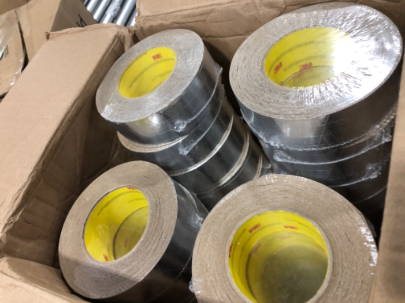 Photo 2 of 3M Aluminum Foil Tape 3381, 1.88 in x 50 yd, 2.7 mil, Silver, HVAC, Sealing and Patching, Moisture Barrier, Cold Weather, Air Ducts, Foam Sheathing Boards, Insulation, Metal Repair
