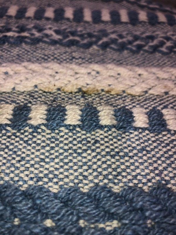 Photo 2 of  WOVEN KNIT TABLE RUNNER- BLUE AND WHITE