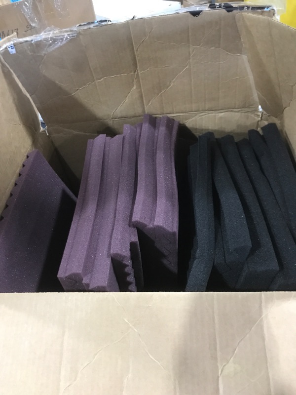 Photo 1 of 22 Pack Black and Purple 12"X 12"X1" Acoustic Panels Studio Soundproofing Foam Wedge Tiles, 