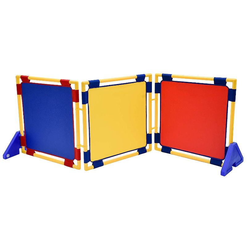 Photo 1 of Children's Factory Square PlayPanels Set-3, CF900-507, BROWN, GREEN AND BLUE, Kids Room Dividers, Free-Standing Classroom, Daycare and Preschool Partition Screens.