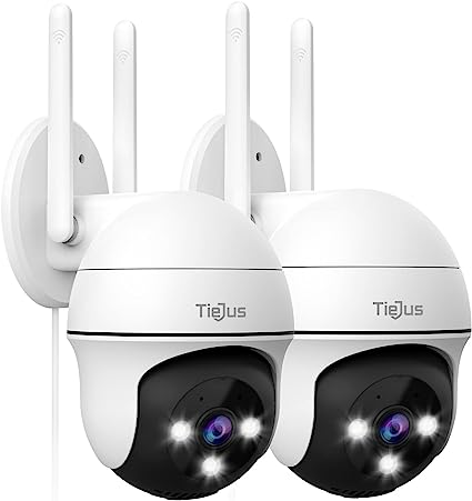 Photo 1 of TieJus Security Camera Outdoor,(2Pack),360° PTZ Wired Cameras for Home Security, 2K Dome Surveillance Cameras with Auto-Human Tracking, Siren, 3MP Full Color Night Vision,Work with Alexa & Google Home
