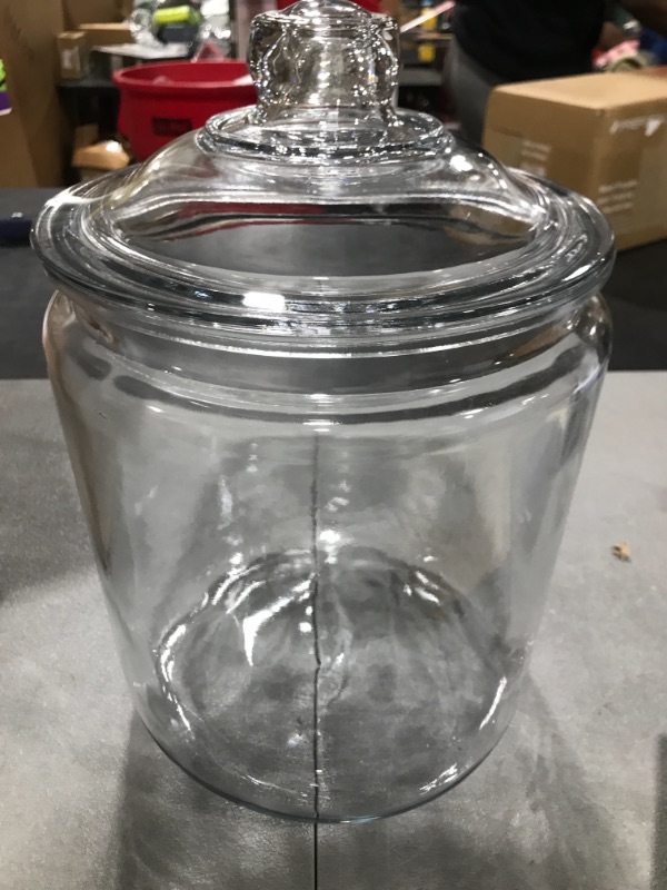 Photo 1 of 1970s Vintage CLEAR GLASS COVERED Candy JAR Canister 7 1/2" Tall 7" Wide 5 3/4"
