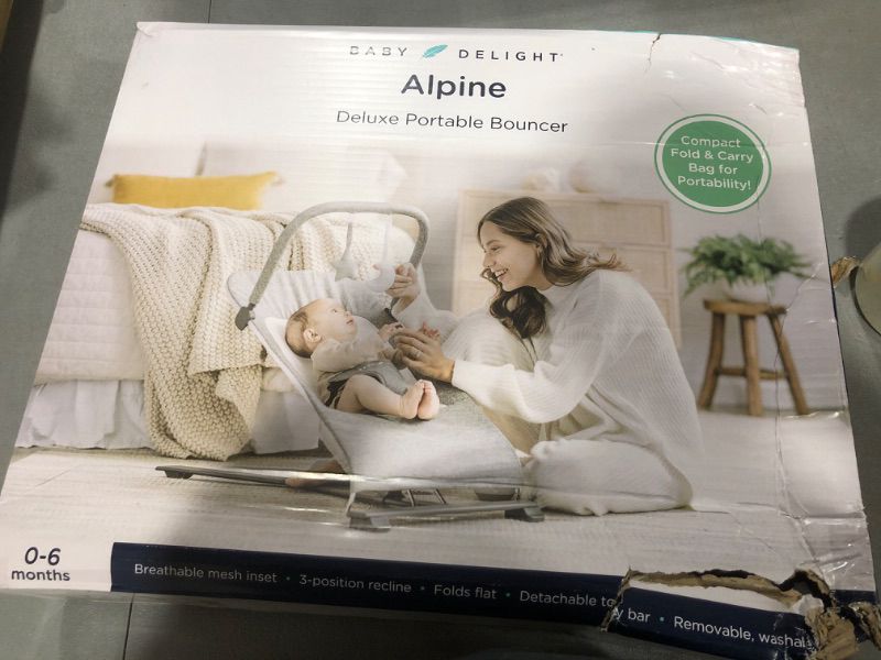Photo 1 of Baby Delight Alpine Deluxe Portable Bouncer | Infant | 0 – 6 months | Charcoal Tweed
