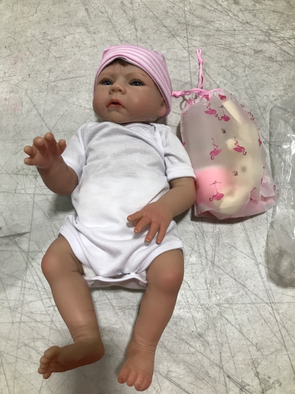 Photo 2 of EURORA Reborn Baby Dolls Girl, 18 Inch Silicone Reborn Baby, Reborn Baby Dolls Girl Vinyl Silicone Body, Sweet Girl Reborn Baby Dolls with Clothes and Bottles Gift for Kids Age 3+ Sophia