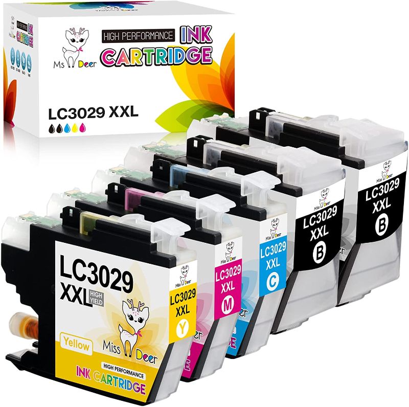 Photo 1 of Miss Deer Compatible LC3029 Ink Cartridges Replacement for Brother LC 3029 XXL LC-3029XXL for MFC-J5830DW MFC-J6535DW MFC-J5930DW MFC-J6935DW MFC-J5830DWXL (2 Black 1 Cyan 1 Yellow 1 Magenta) 5-Pack
