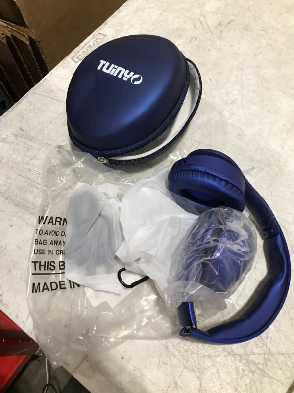 Photo 2 of Bluetooth Headphones Wireless,TUINYO Over Ear Stereo Wireless Headset 40H Playtime with deep bass, Soft Memory-Protein Earmuffs, Built-in Mic Wired Mode PC/Cell Phones/TV-Dark Blue