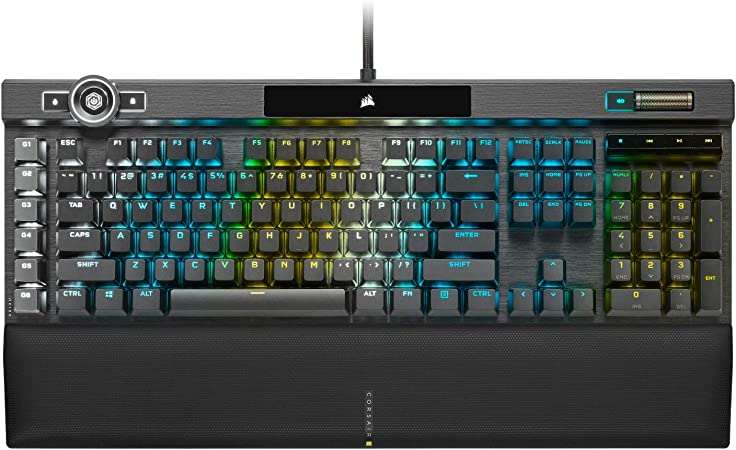 Photo 1 of Corsair Wired K100 RGB Mechanical Gaming Keyboard - CHERRY MX SPEED RGB Silver Keyswitches - AXON Hyper-Processing Technology for 4x Faster Throughput - 44-Zone RGB LightEdge - PBT Double-Shot Keycaps
