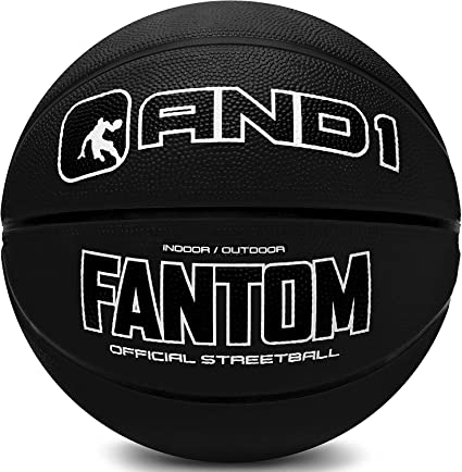 Photo 1 of AND1 Fantom Rubber Basketball - Official Size Streetball, Made for Indoor and Outdoor Basketball Games, Sold Inflated, Black, Size 7
