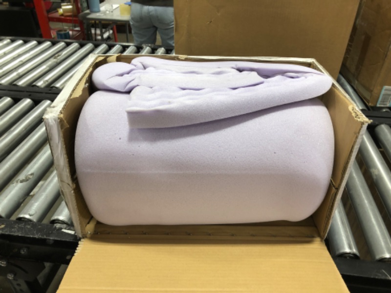 Photo 2 of Lucid 2 Inch Mattress Topper Full – Memory Foam Mattress Topper Full – 5 Zone Lavender Infusion – CertiPur Certified Foam – Dorm Room Essentials Lavender Full 2 Inch Topper Only