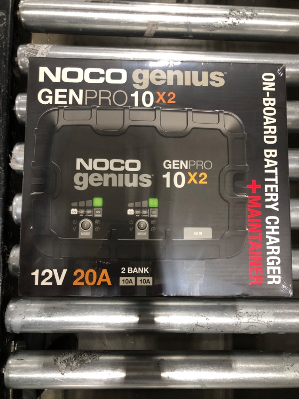 Photo 1 of NOCO Genius GENPRO10X2, 2-Bank, 20A (10A/Bank) Smart Marine Battery Charger, 12V Waterproof Onboard Boat Charger, Battery Maintainer and Desulfator for AGM, Lithium (LiFePO4) and Deep-Cycle Batteries
