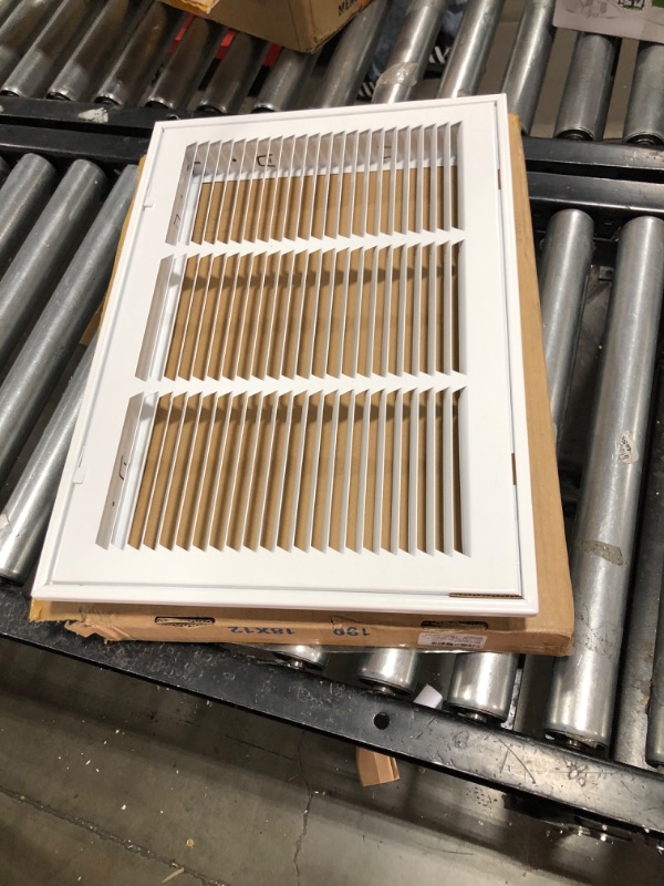 Photo 2 of 10" X 6 Steel Return Air Filter Grille for 1" Filter - Fixed Hinged - Ceiling Recommended - HVAC Duct Cover - Flat Stamped Face - White [Outer Dimensions: 12.5 X 7.75] 10 X 6
