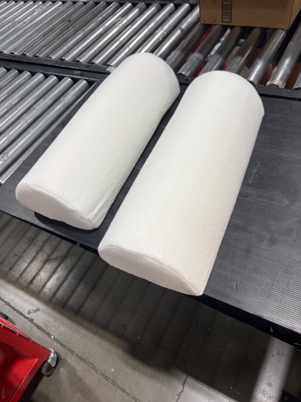 Photo 1 of 2 PACK - XXL Half Moon Bolster pillow for Legs, Back and Head | Semi Roll for Ankle and Foot Comfort With White Cotton Machine washable cover | Premium Memory Foam | 2 pillow system 22.1" x 8.7" x 5.1