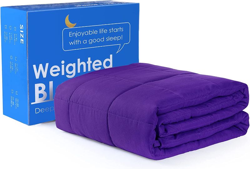 Photo 1 of Alomidds Weighted Blanket (48"x72",15lbs Twin Size Purple), Weighted Blankets for Adults and Kids, Cooling Breathable Soft Heavy Blanket Microfiber Material with Glass Beads 