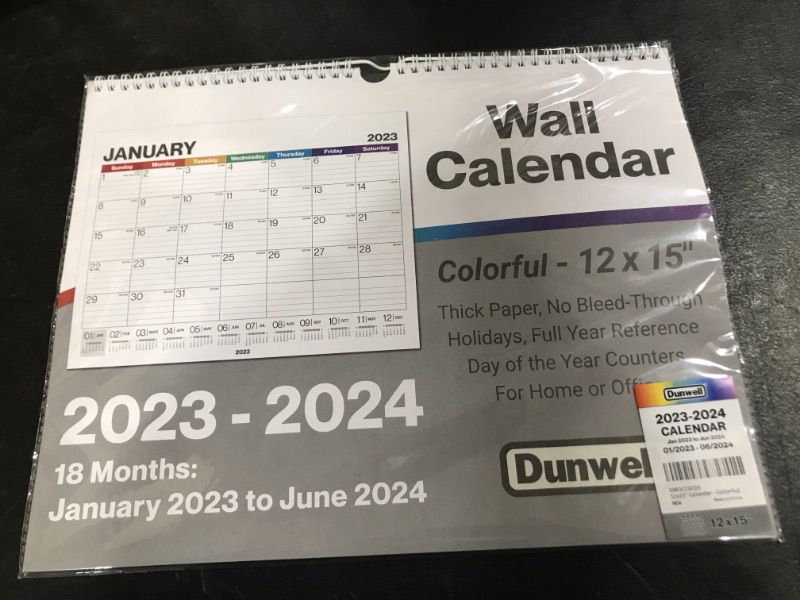 Photo 1 of Dunwell 12x15 Wall Calendar 2023 2024 - (Colorful) Use to June 2024, Large 2023-24 Wall Calendar, Lined Monthly Calendar, 12 x 15 Hanging Calendar for Home or Office
