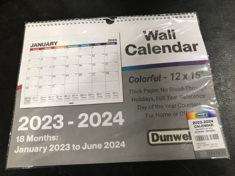 Photo 2 of Dunwell 12x15 Wall Calendar 2023 2024 - (Colorful) Use to June 2024, Large 2023-24 Wall Calendar, Lined Monthly Calendar, 12 x 15 Hanging Calendar for Home or Office
