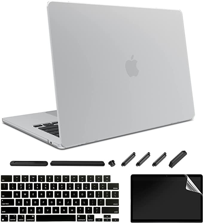 Photo 1 of AiGoZhe Compatible with MacBook Air 13.6 Case 2022 Release A2681 M2 Chip Liquid Retina Display,Plastic Shell & Keyboard Cover & Screen Protector & Dust Plug, Matte Clear 