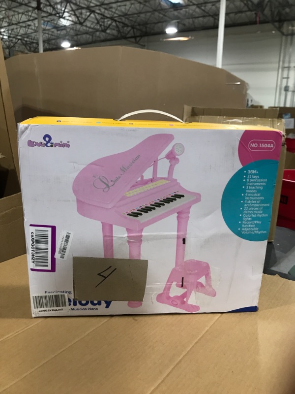 Photo 2 of Love&Mini Piano Toy Keyboard Pink 31 Keys for Age 2+ Year Old Girls Birthday Gifts, Kids Keyboard Toy Instruments Pink Piano with Microphone and Stool Light Pink With Stool 31 keys