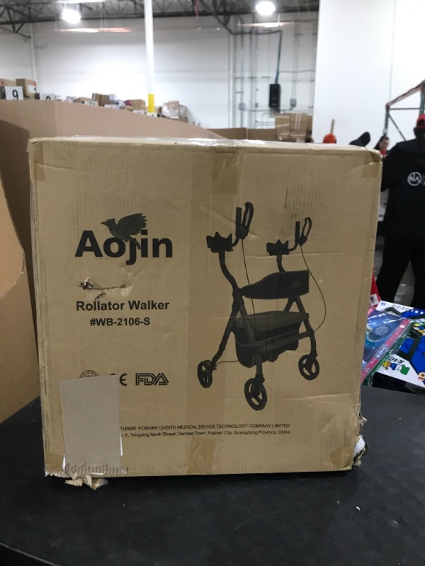 Photo 2 of Aojin Rolling Walkers for Seniors Four Wheel Walker Rollator with Hand Holder, Easy Folding, Large Seat and Padded Backrest, Upto 500 lbs and Aluminum Frame 33-40 inch high, 2022 Model