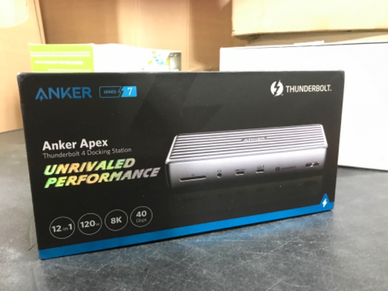 Photo 2 of Anker Docking Station, 777 Thunderbolt Docking Station (Apex, 12-in-1, Thunderbolt 4), Max 90W Charging for Laptop, 20W Power Delivery, Single 8K, Triple 4K Display, 10Gbps Data, Ethernet, Audio, SD