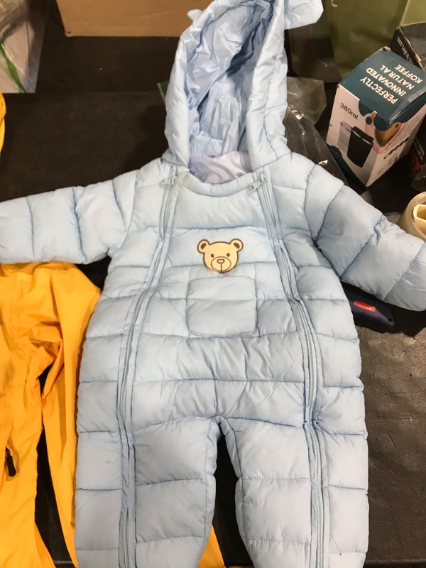 Photo 2 of Baby Snowsuit Hooded Romper Winter Outfits Cartoon Bear Boys 3-6 Month Blue
