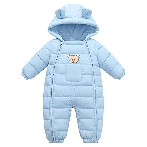 Photo 1 of Baby Snowsuit Hooded Romper Winter Outfits Cartoon Bear Boys 3-6 Month Blue
