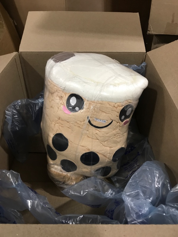 Photo 2 of Boba Plushie, 27.5 in Boba Plush Pillow Toy Gifts for Kids, Valentine, Christmas (Brown Round Eye) 27.5 in Brown Round Eye Boba