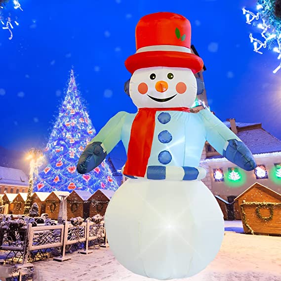 Photo 1 of 6FT/5FT Christmas Inflatables Snowman Outdoor Decorations, Blow up Snow Man Yard Decor Built-in Bright LED Light Wear Magic Hat, Weatherproof Holiday for Garden Patio Lawn Party Xmas Gifts (6ft) 