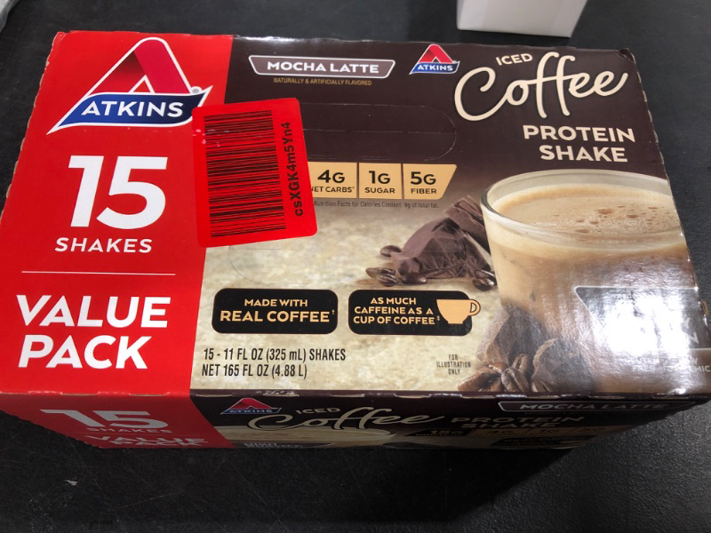 Photo 2 of Atkins Gluten Free Protein-Rich Shake, Mocha Latte, Keto Friendly, 15 Count 15 Count Mocha Latte
EXP 8/15/23