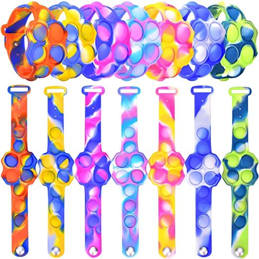 Photo 1 of [14 Pcs] Pop It Bracelet Wearable Fidget Toys, Stress Relief Sensory Toys Fidget Bracelet for Kids Autism Anxiety ADHD/ADD, Party Favors for Kids 8-12