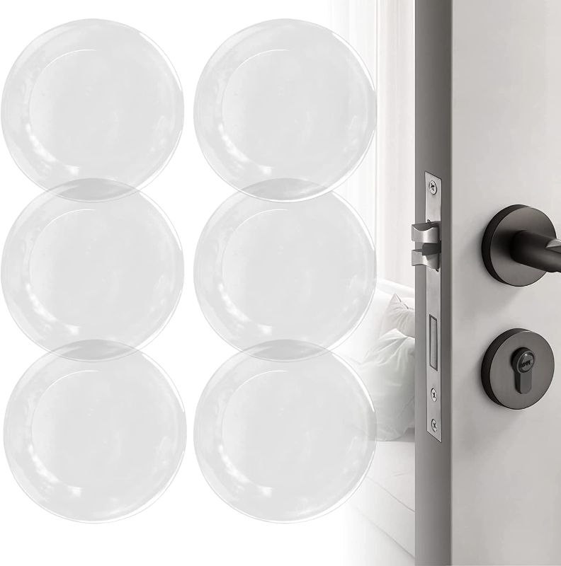 Photo 1 of 2" Door Stoppers Wall Protector,6pcs Wall Protectors from Door Knobs, Reusable Door Bumpers for Walls,Rubber Wall Protector with Self Strong Adhesive,Door Handle Protector for Home Office (Clear) 