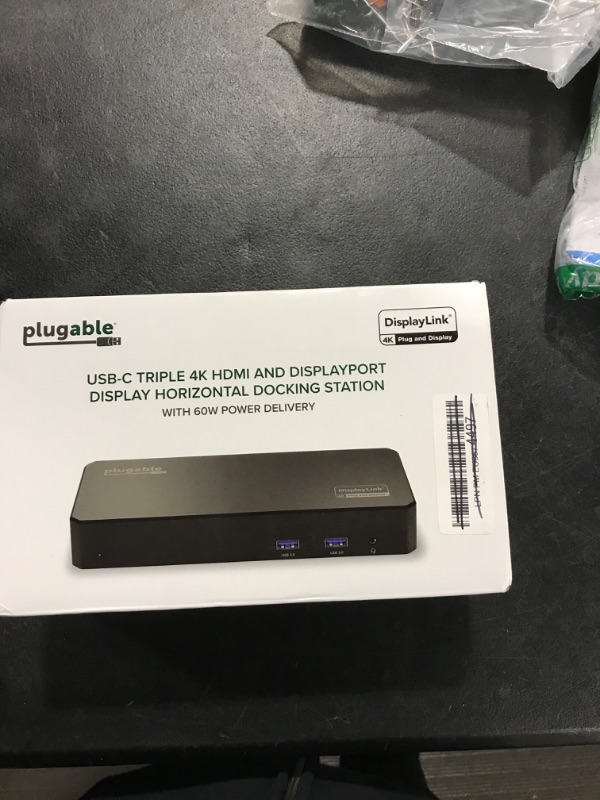 Photo 2 of Plugable 12-in-1 USB C Docking Station Triple Monitor, Triple 4K Displays with 3X HDMI or 3X DisplayPort, Compatible with Mac, Windows, Thunderbolt 3 & 4, USB4, USB-C (60W PD, 6X USB Ports, Ethernet)