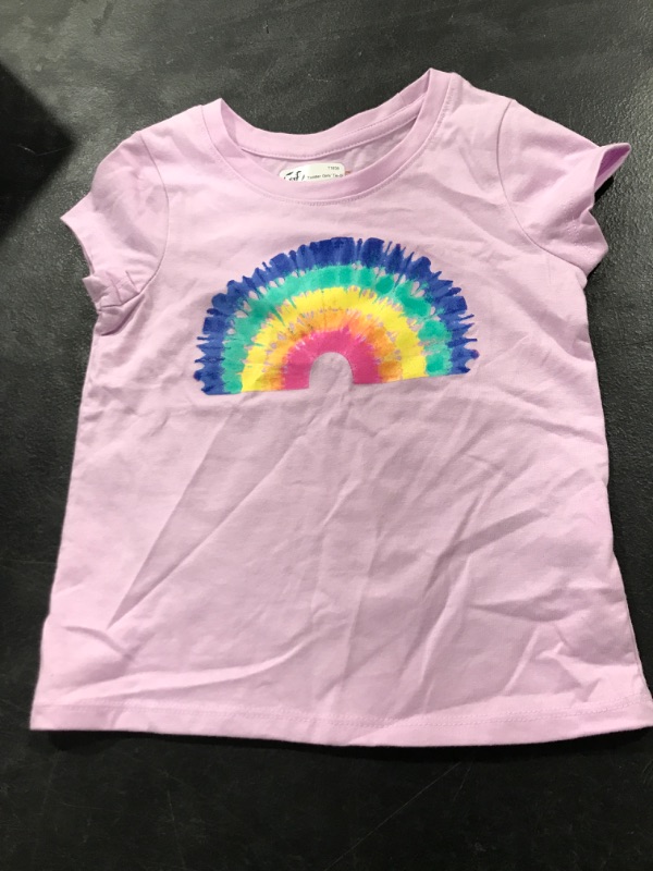 Photo 1 of Cat & Jack baby girls short sleeve tee shirt purple rainbow 2T