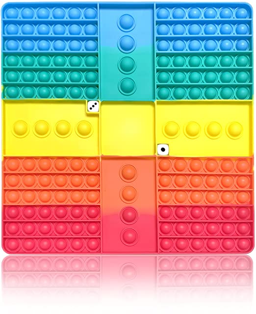 Photo 1 of STAMI PLET Big Size Bubble Popits Fidget Toy with Dice, Multi-Player Interactive Chess Board Push Popper Fidget Sensory Toys, Stress Relief Toy to Play with Family or Friends (Rainbow)
